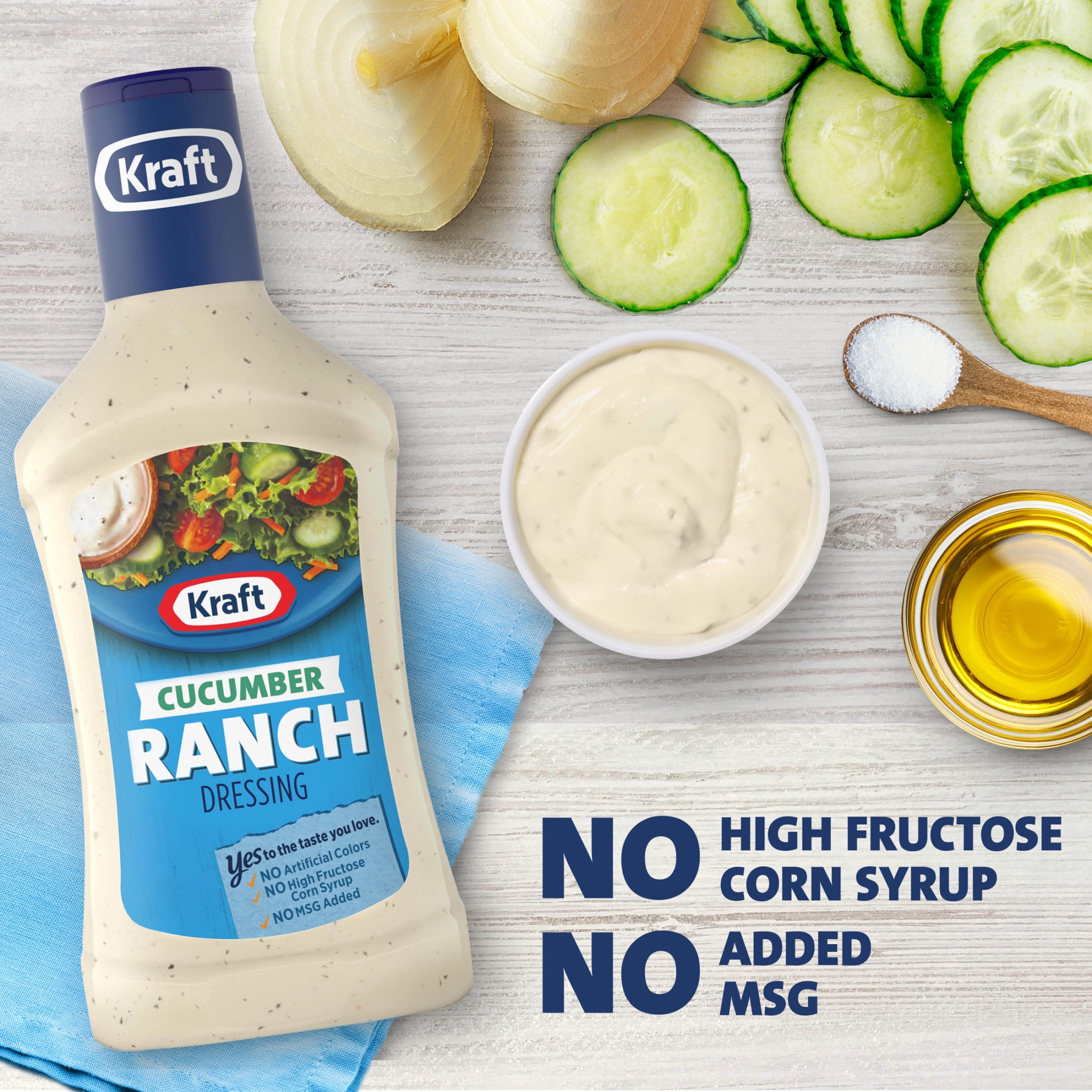 Kraft Cucumber Ranch Salad Dressing, 16 fl oz Bottle