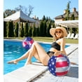 thumbnail image 3 of POZA Inflatable USA Pool Float Tube and Beach Balls - Luxurious American Flag Design with Sparkly Silver Stars Confetti Pool Float and Inflatable Beach Balls, Water Inflatables for Pool, Beach, Lake, 3 of 7