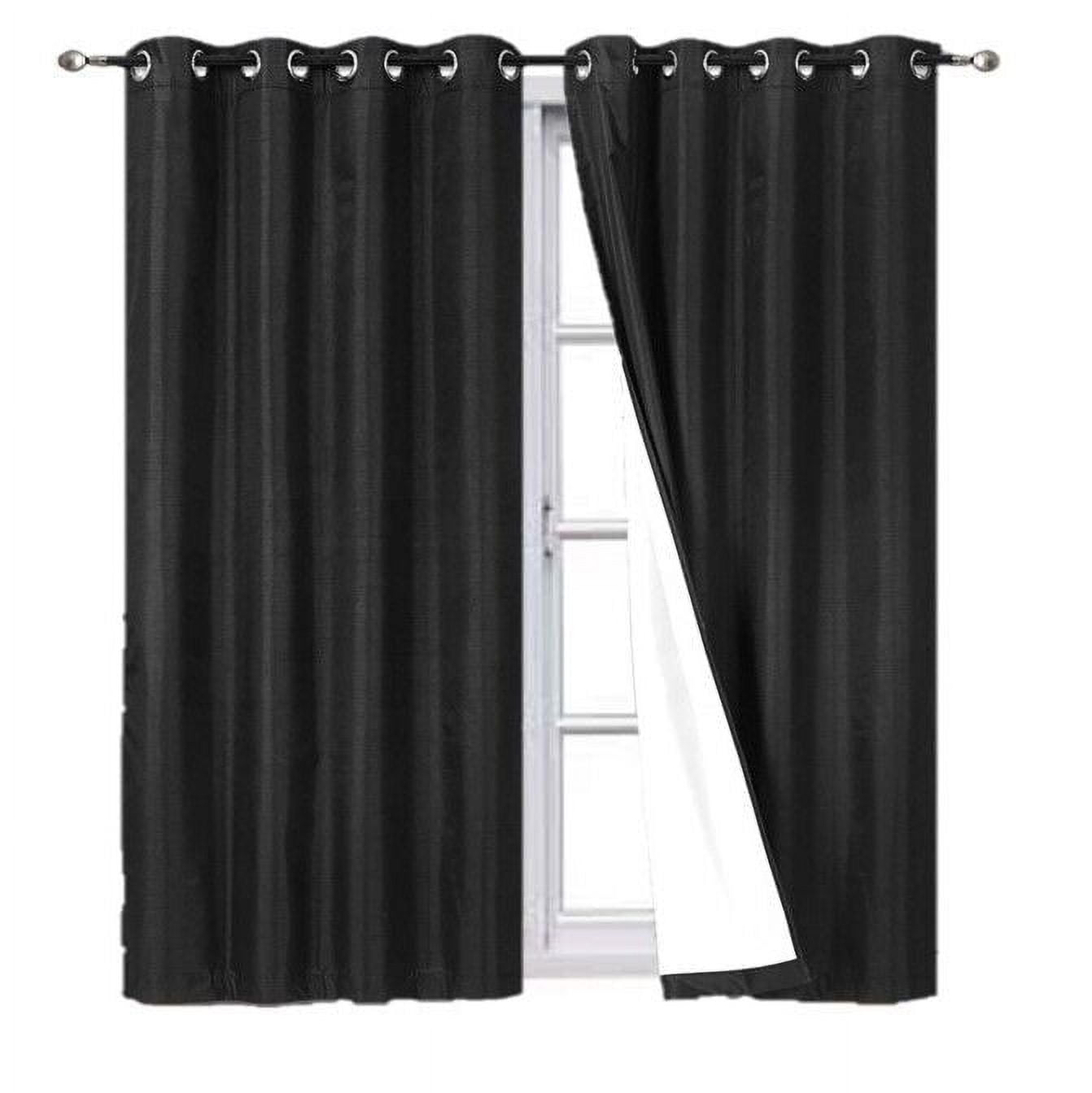 Home Bedroom Décor Set of 2 Panels K86 Black Color 100% Blackout Full Room Darkening Thermal Window Curtain Grommets Top 37 inch wide X 84 inch length