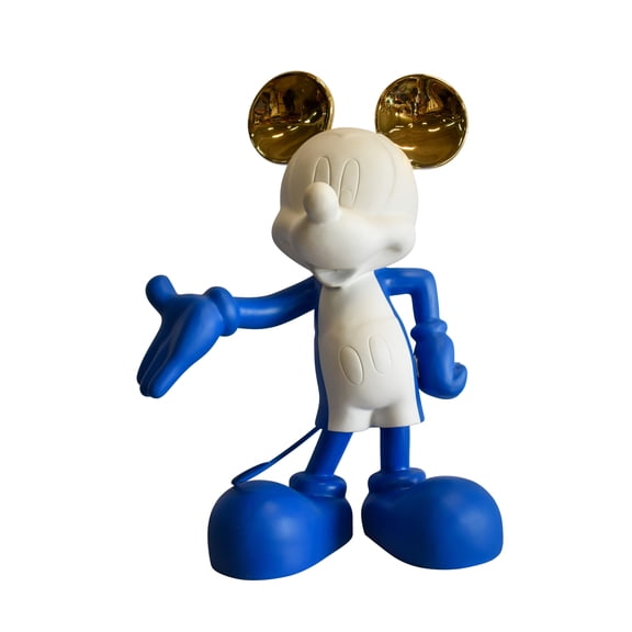 Nifao Chic Blue and White Giant Mickey Mouse Resin Statue – Home Decor Sculpture, 31"L x 15"W x 48"H