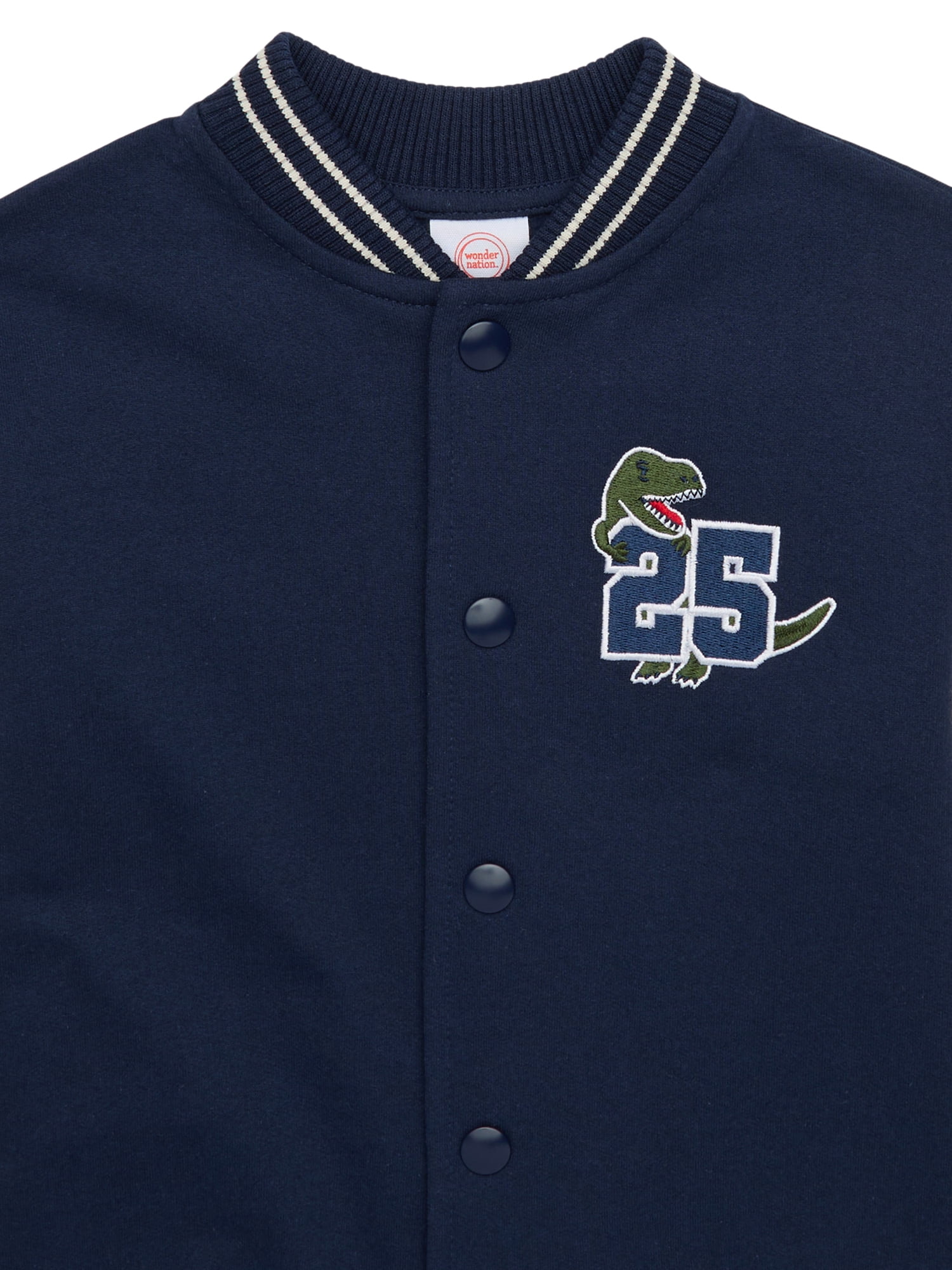 Wonder Nation Toddler Boys Dino Varsity Bomber Jacket, Sizes 12M-5T