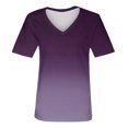 thumbnail image 5 of Tshirts Women Trendy Women's V-neck Short-sleeved Fashionable Gradient Printed Top, 5 of 5
