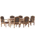 thumbnail image 2 of Noble House Birdsong Fabric Upholstered Wood Expandable 7 Piece Dining Set, Natural Brown and Brown, 2 of 16