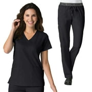 Maevn EON Women's Back Mesh Panel shaped V-Neck Scrub Top & Embroidered Logo Scrub Pant Set [XXS - 3XL, FREE SHIPPING]