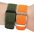 thumbnail image 1 of 2 correas de reloj clásicas de nailon de 20 mm, color verde y naranja, 1 of 3