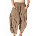 thumbnail image 3 of Womens High Waist Wide Leg Pants Loose Fit Casual Linen Blend Trousers Comfort Khaki XXXL, 3 of 7
