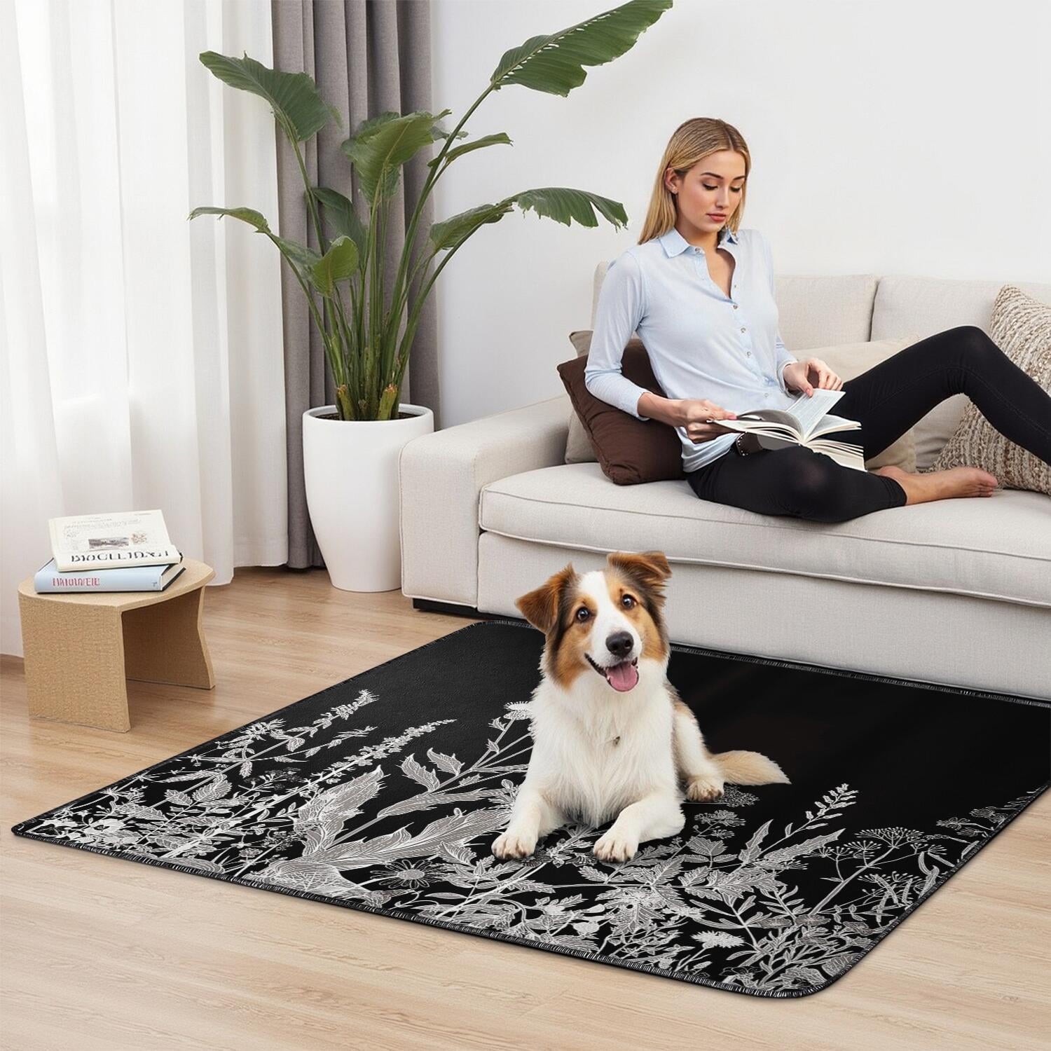 Jumbo 48x48 Inch Reusable Dog Training Pad 2-Count, Super Absorbent Washable Puppy Training Mat, Leakproof & Skid-Resistant for Hardwood Floors, Floral