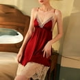 thumbnail image 3 of Gibobby Pijamas para mujer Tirantes de encaje Seda de imitación Sexy sin espalda Medianoche Camisón sexy para niñas(Rojo,CH), 3 of 4