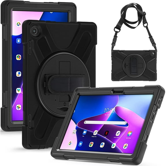 REQO Case Compatible with Lenovo Tab M10 10.1 Inch 3rd Gen 2022 (Model: TB-328FU/TB-328XU) : with Portable Hybrid Shock-Proof Cover with Rotatable Hook&Loop Handle, Shoulder Strap.