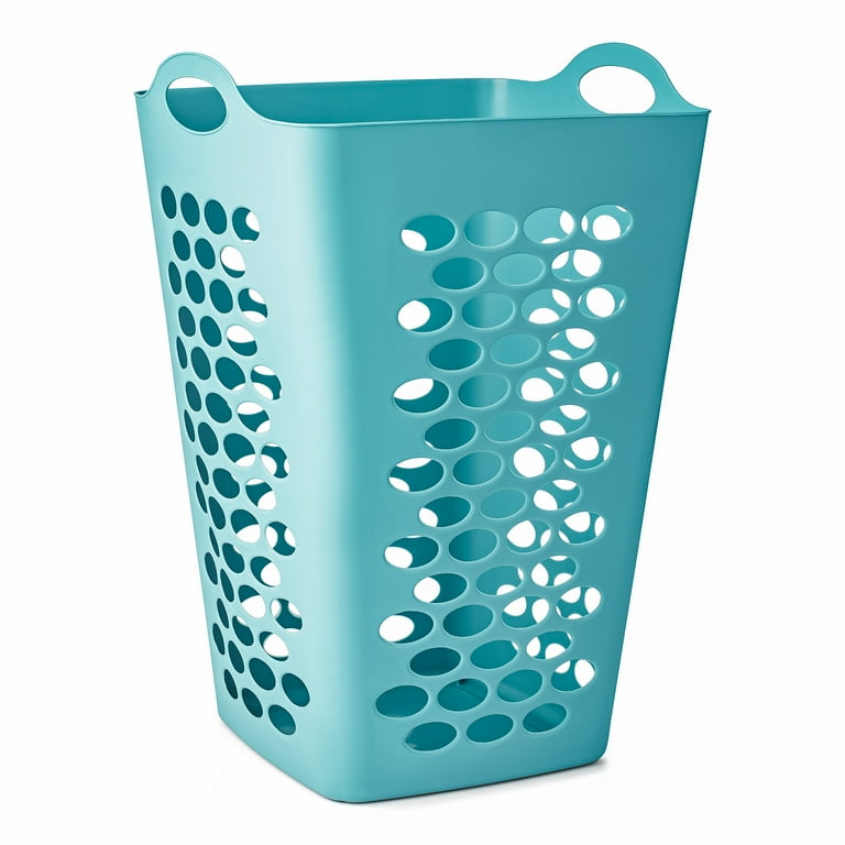 Mainstays Flexible Square Laundry Hamper, 2 Bushel, Teal