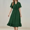 thumbnail image 2 of Women's Casual Dress V Neck Short Sleeve Polka Dot Flowy Summer Dress For Daily Wear And Vacation Comfortable Basic Outfit, 2 of 2