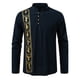 thumbnail image 2 of Blusa y camisa de manga larga con cuello alto para hombre, informal, a la moda, con botones estampados, de poliéster, 2 of 7