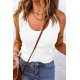 thumbnail image 3 of ABPHQTO Camiseta sin mangas con cuello en U de punto gofrado liso blanco para mujer, 3 of 5