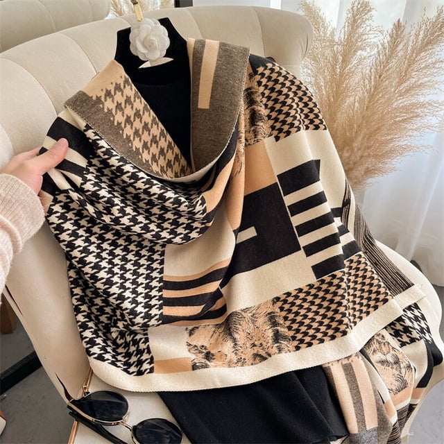 Pashmina gruesa de Cachemira para mujer, chal cálido de marca de lujo, 180x65cm, manta, Bufanda para el cuello, Echarpe, invierno, 2022 Fivean unisex