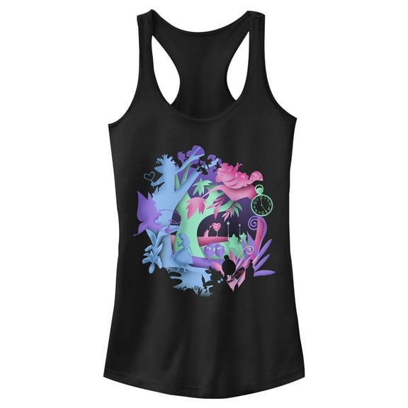 Junior's Alice in Wonderland Magical People from Wonderland Racerback Tank Top Black 2X Large