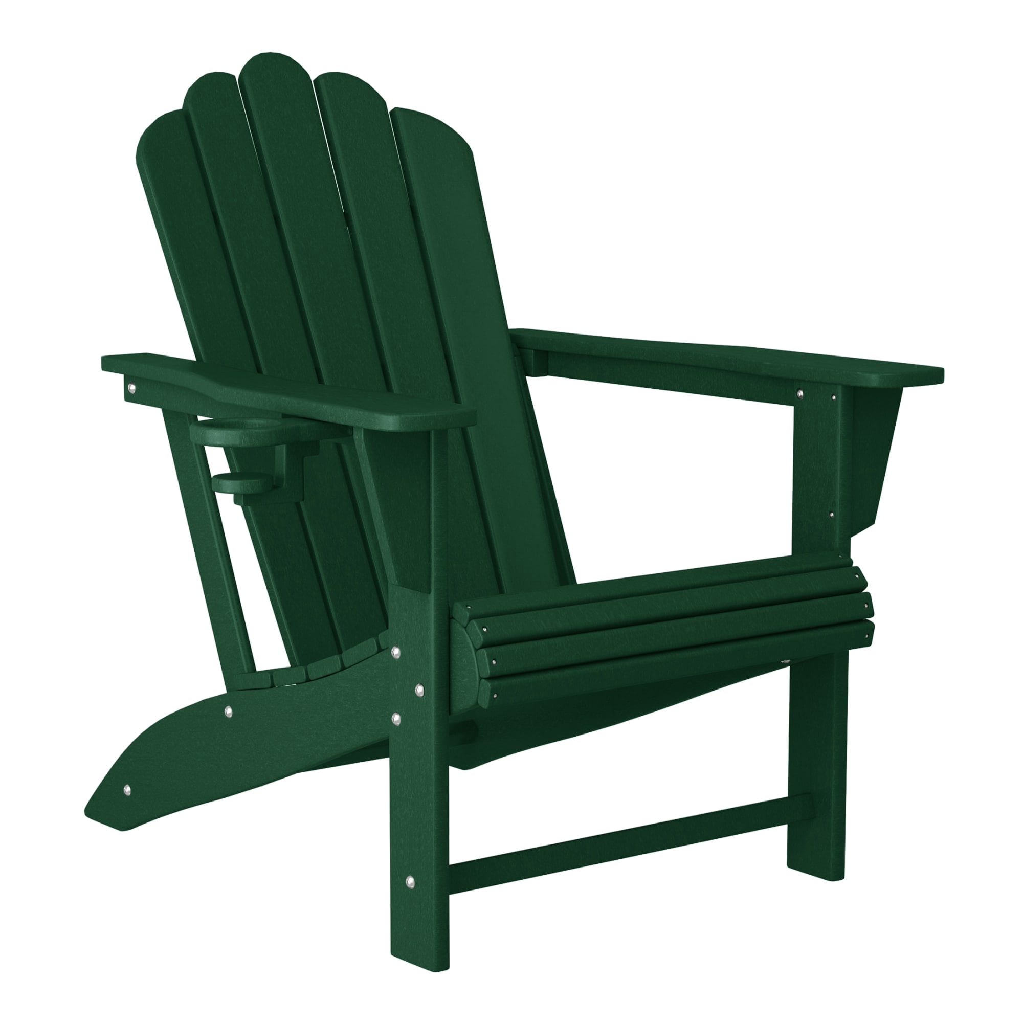 WestinTrends Highland Outdoor Patio HDPE Adirondack Chairs With Cup Holders (Set of 8), Dark Green