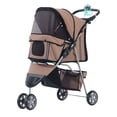 thumbnail image 1 of Poussette pour Chat, Poussette pour Chien Pliable à 3 Roues avec Panier de Rangement, Frein, Auvent Ajustable, Porte-Gobelets, Poussette pour Animaux de Compagnie pour Chiens Miniatures et Petits, Café, 1 of 7
