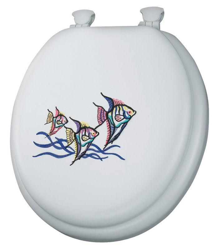 Mayfair 1322EC Embroidered Tropical Fish Lift-Off Cushioned Vinyl Round