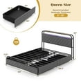 thumbnail image 3 of Costway Queen Size Bed Frame with LED Lights & Charging Station Storage Headboard Black, 3 of 10
