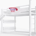 thumbnail image 6 of Bellemave Bunk Bed with Slide & Basketball Hoop, Twin over Twin Bunk Bed with Pull-up Rings and Climbing Wall, Metal Twin Size Loft Bed with Bookcase and Play Space, White, 6 of 9