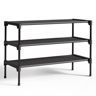 Seville Classics 3-Tier Iron Mesh Utility Shoe Rack, Satin Bronze