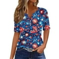 thumbnail image 2 of Cavosen USA Flag Shirts for Women Petite Patriotic Short Sleeve V-Neck Shirts USA Star Striped Print Shirts Lady XL Independence Day Casual Tops Funny 4th of July Tunic Tees 2025 Patriotic Blouses, 2 of 5