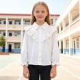 thumbnail image 6 of Dlentnea Kids Girls Cotton Shirts Blouse Button down Collar Classic Long Sleeve School Uniform Dress Shirt Tops, 6 of 7