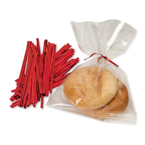 Pack Of 1000, 4" Solid Metallic Red Twist Ties 3/16" Wide - 27 Gauge Single Wire