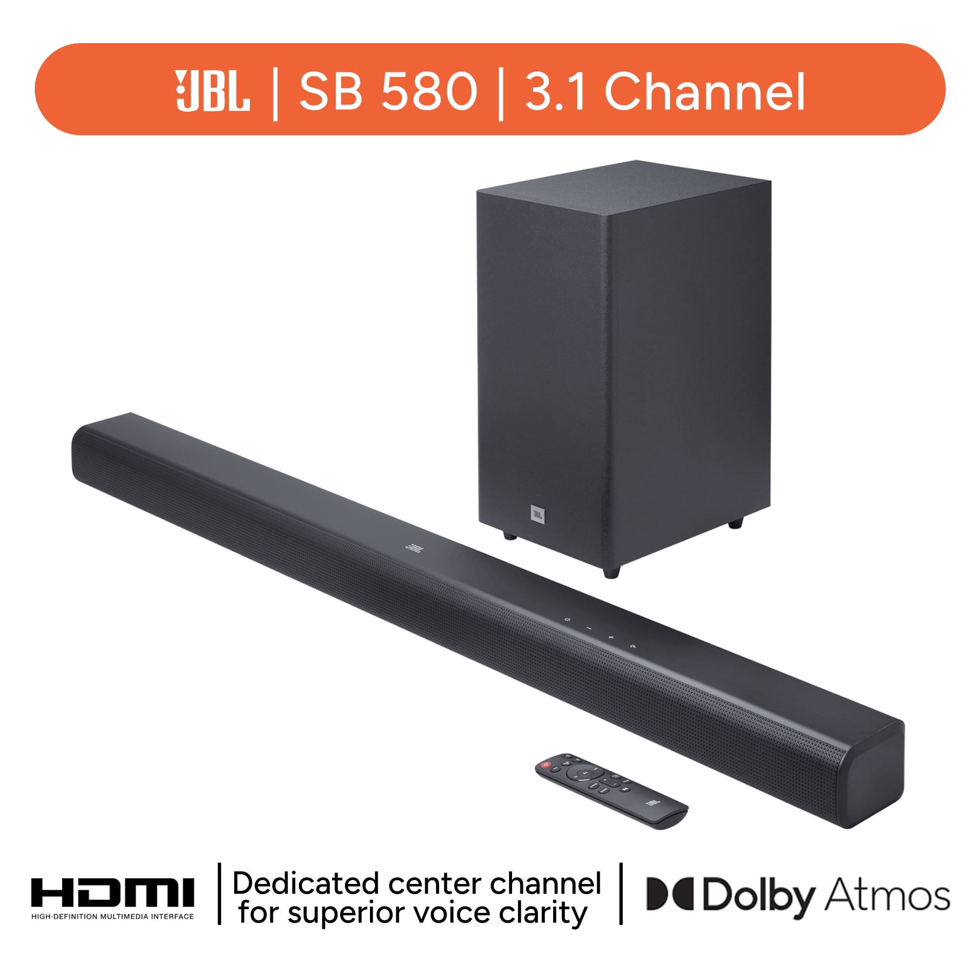 JBL CINEMA SB580 3.1 Channel Soundbar with Virtual Dolby Atmos and Wireless Subwoofer