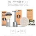 thumbnail image 5 of Double Edge Safety Razor for Men and Women, Reusable Metal Razor with 5 Double Edge Safety Razor Blades, Closed Comb Shaving Razor, Silver, 5 of 6