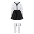 thumbnail image 2 of Rswnyirn Girls School Uniform Outfits Shirt Tops with Suspender Skirt and Bow tie Socks Schoolgirls Type A Black 110, 2 of 6