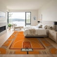 thumbnail image 3 of ODIKA Round Basketball Blanket Retro Stripe Frame Arc Motif Football Low Profile Flatwoven for Great Room, Indoor Open Concept, Large Living, 3 of 7