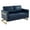Navy Blue, variant on LeisureMod Lincoln Modern Mid-Century Upholstered Leather Loveseat with Gold Frame-Color:GoldMaterial
