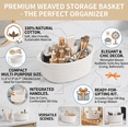 thumbnail image 4 of Cotton Rope Storage Basket 11.8"x7.9"x4.7" Small Woven Empty Gift Basket with Handles, Makeup Organizer & Vanity Bin for Bedroom Bathroom White+Black 2PCS, 4 of 8