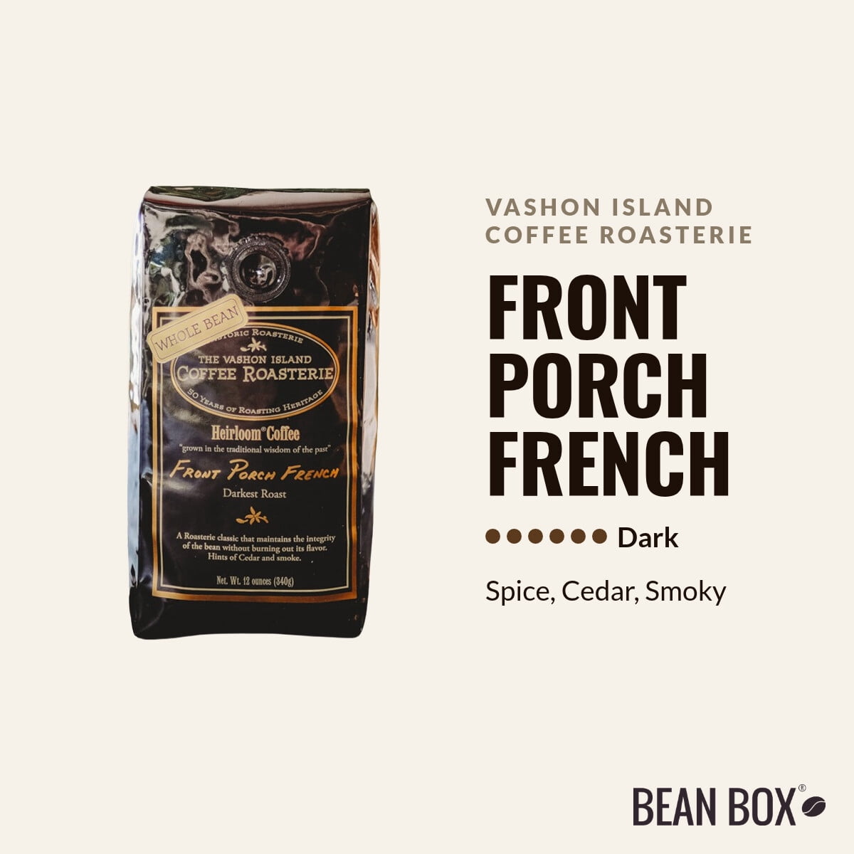 Front Porch French - Roasted by Vashon Island Coffee Roasterie - Whole Bean Coffee - 2lb Bag