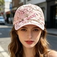 thumbnail image 5 of FUZHIQ Women 3D Embroidered Baseball Cap Wide Brim Adjustable Sun Hat Elegant Decorative Casual Headwear for Daily Wear, 5 of 8
