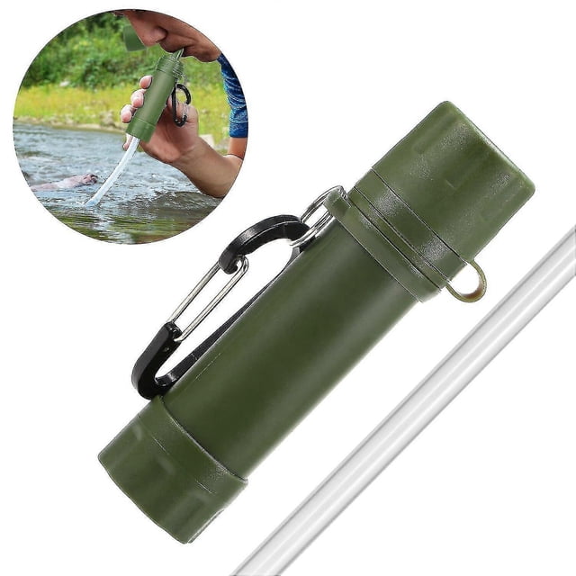 (green)Outdoor Portable Water Filter Straw Water Filtration Purifier System With 5000 Liters For Emergency Camping Survival Tool