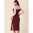 thumbnail image 4 of DARING DIVA Crew Neck Stretch Cutout Midi Sweater Dress M Pink-Wine Red, 4 of 6
