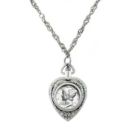 American Coin Treasures Mercury Dime Heart Pendant and Watch