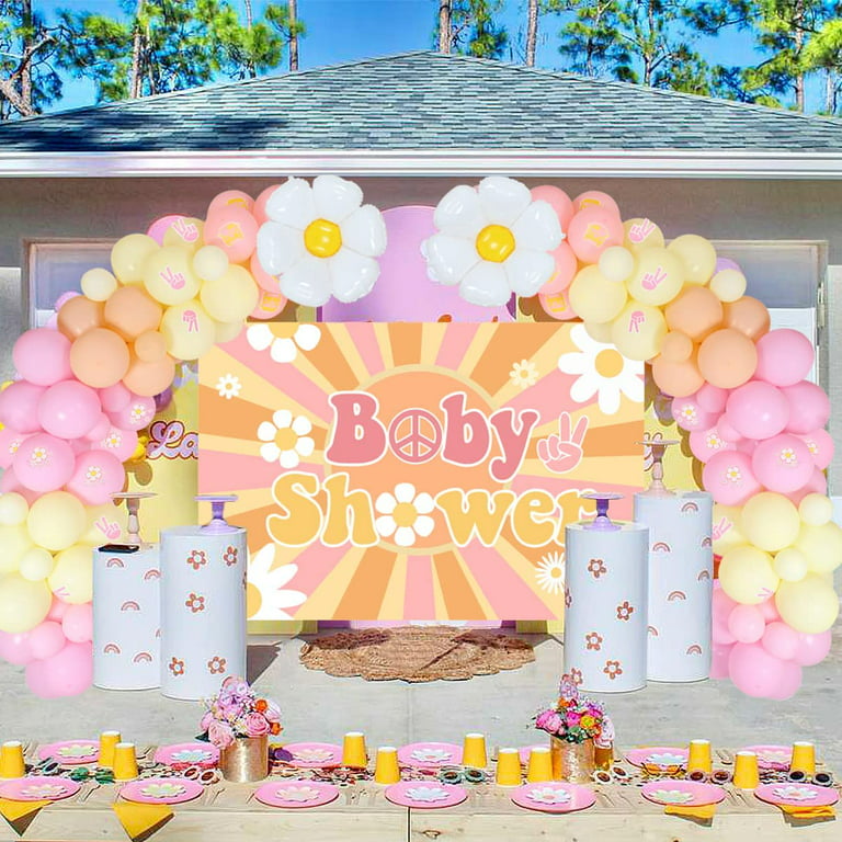 Retro Daisy Paper Garland, Birthday Decoration, Baby Shower Banner