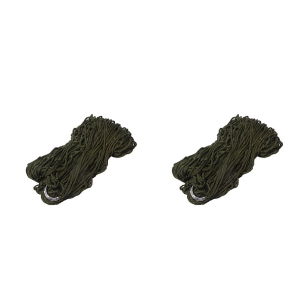 Greeniant Hamaca de malla de cuerda de nailon, columpio para dormir, cama colgante, Patio para adultos Verde oscuro 2Conjunto