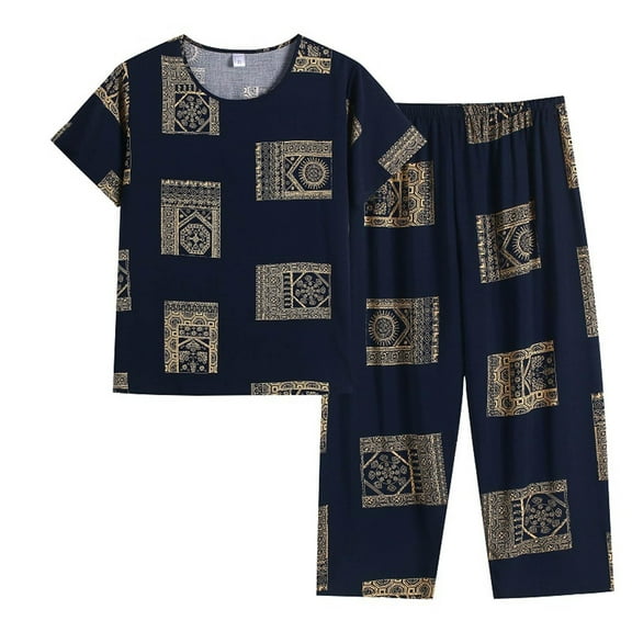 Baqcunre Two Piece Set for Women Floral Short Sleeve Crew Neck Tops And Wide Leg Pants Cozy Linen Set Summer 2 Piece Outfits Black 2XL