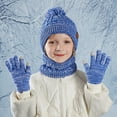 thumbnail image 6 of AWZXDE Winter Knit Hat Neck Warmer And Mittens Set For Kids Kids Hats And Gloves Warm Winter Hats For Kids Boys Girls Cold Weather Blue, 6 of 7