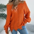 thumbnail image 2 of Gyexs Winter Sweaters for Women Solid Turtleneck Knit Sweater Business Casual Work Blouses Halloween Sweater, Orange, Size XL, 2 of 8
