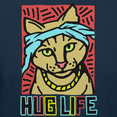 thumbnail image 2 of Teelocity Men's Funny Funky Hug Life Rapper Cat Navy Relaxed Fit Short Sleeve Graphic T-Shirt, 2 of 3