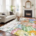 thumbnail image 2 of 5x8 Area Rugs for Living Room, Spring Easter Non Slip Area Rugs for Kitchen Bedroom Entryway, Bunny Eggs Floral Leaves Farm Wooden Grain Washable Carpet Runner Rug Floor Mats for Bedroom Home Decor, 2 of 8
