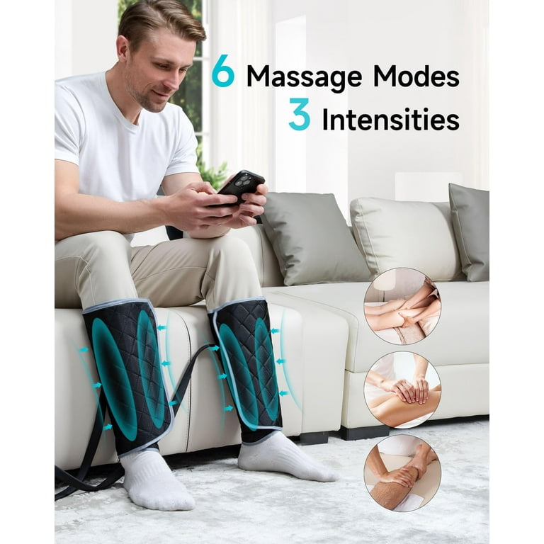 ALLJOY Leg Massager for Circulation Leg Arm Calf Air Compression Massager with 6 Modes 2 Heating Levels 3 Vibration Functions and 30min Auto off