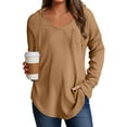 thumbnail image 6 of Godom Blouses for Women Dressy Casual Long Sleeve V Neck Shirts with pocket Fall Tunic Tops Loose Fit Hoodies for Womens, 6 of 7