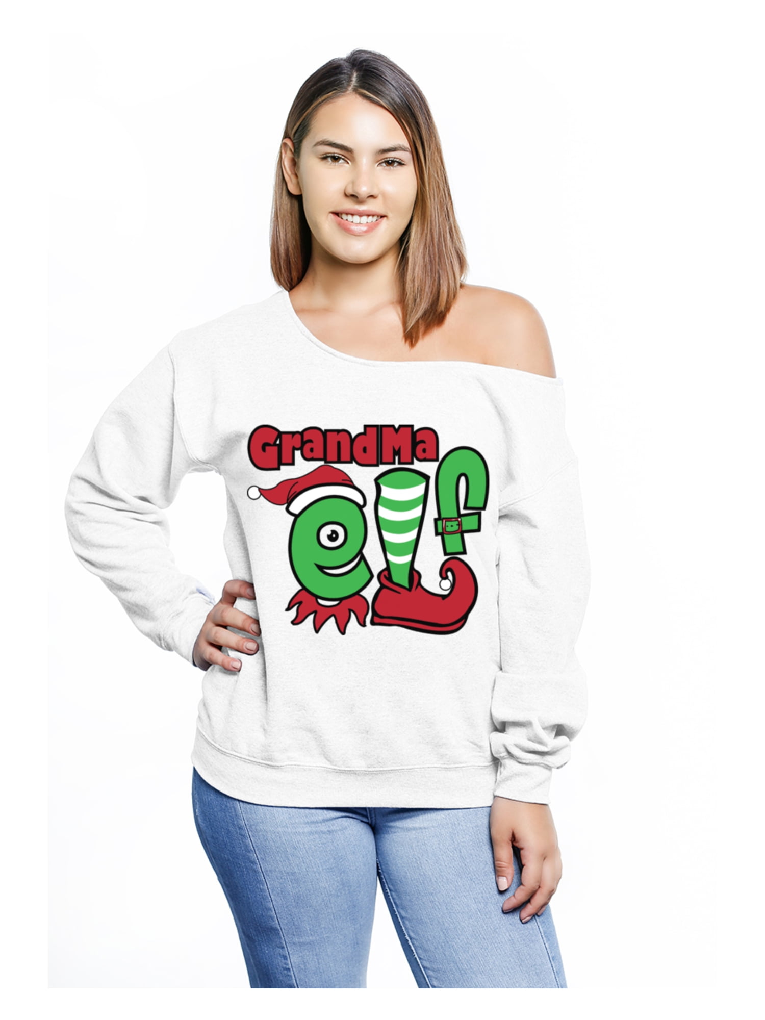 Awkward Styles - Awkward Styles Plus Size Grandma Elf Off Shoulder Sweatshirt Matching with 