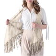 thumbnail image 2 of QQAMB Women's Fringed Shawls and Wraps, Hollow Stole Shrug Cape Scarf with Long Tassels for Evening Dresses, 2 of 6